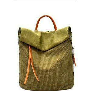 🚨 It Bag - Vegan Leather Roll Top Backpack Olive